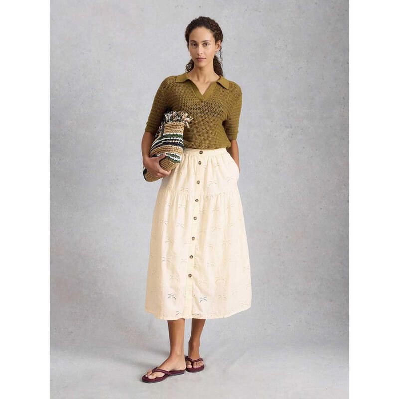 White Stuff Ruben Broderie Midi Skirt image number 3